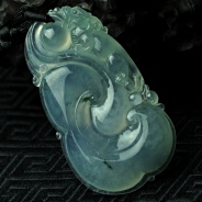 冰玻种紫罗兰飘花缅甸翡翠如意挂件