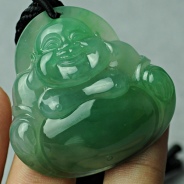 冰玻种绿晴水缅甸翡翠玉佛挂件