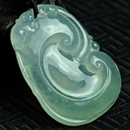 冰玻种晴水缅甸翡翠如意挂件