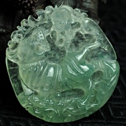 冰玻种飘花缅甸翡翠虎牌挂件