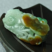 糯冰种黄加绿缅甸翡翠富贵喜如意挂件