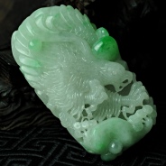 糯冰种飘翠缅甸翡翠大展宏图挂件