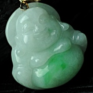 糯冰种飘翠缅甸翡翠玉佛挂件