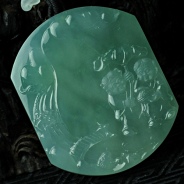 冰玻种晴水缅甸翡翠和合二仙挂件