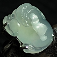 冰种晴水缅甸翡翠欢喜戒指