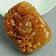 细糯种红黄翡缅甸翡翠锦上添花手玩件