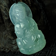 冰种紫罗兰飘花缅甸翡翠观音挂件