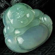 冰玻种春带彩缅甸翡翠玉佛挂件