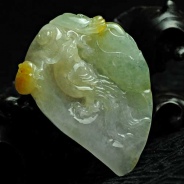糯冰种淡三彩缅甸翡翠富贵富甲挂件