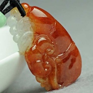 糯冰种红翡缅甸翡翠节节高挂件