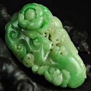 糯冰种黄加绿缅甸翡翠花开富贵挂件