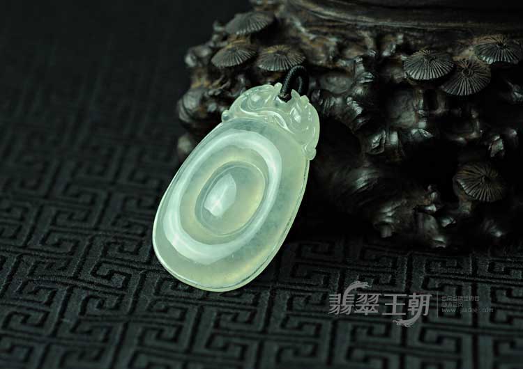冰种晴水缅甸翡翠福在眼前挂件