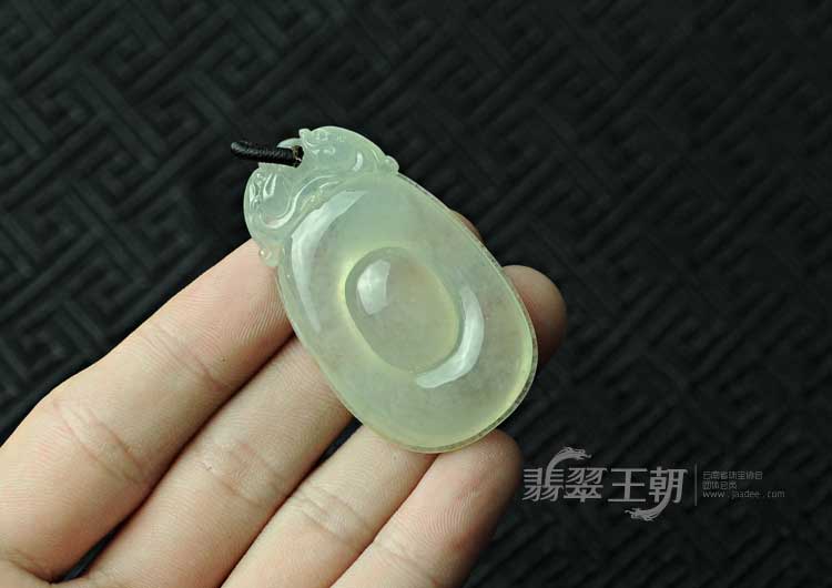 冰种晴水缅甸翡翠福在眼前挂件