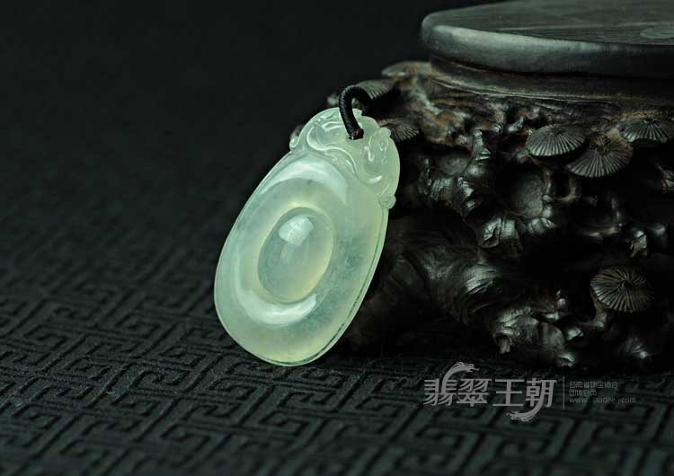 冰种晴水缅甸翡翠福在眼前挂件