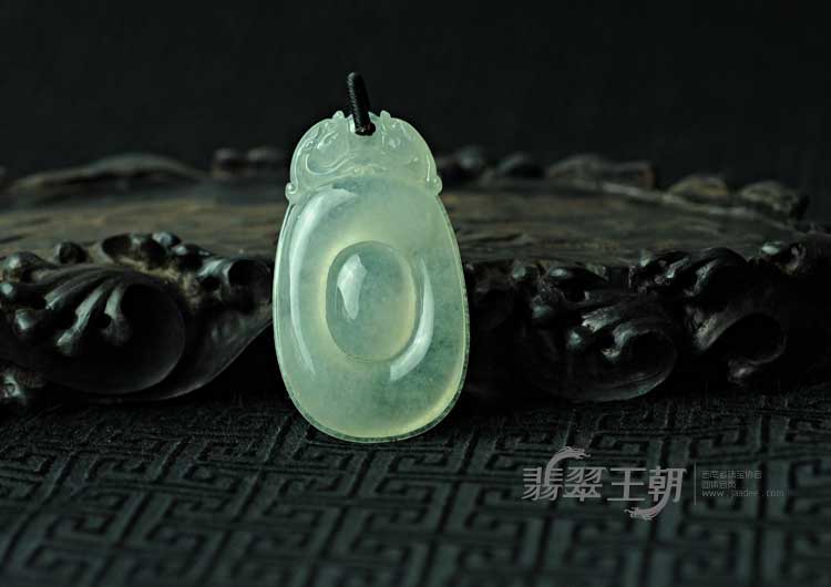 冰种晴水缅甸翡翠福在眼前挂件
