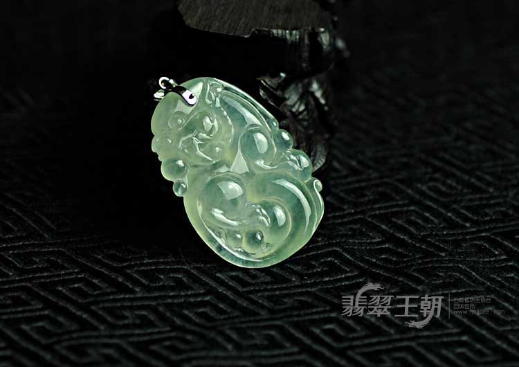 冰种晴水缅甸翡翠福禄寿挂件