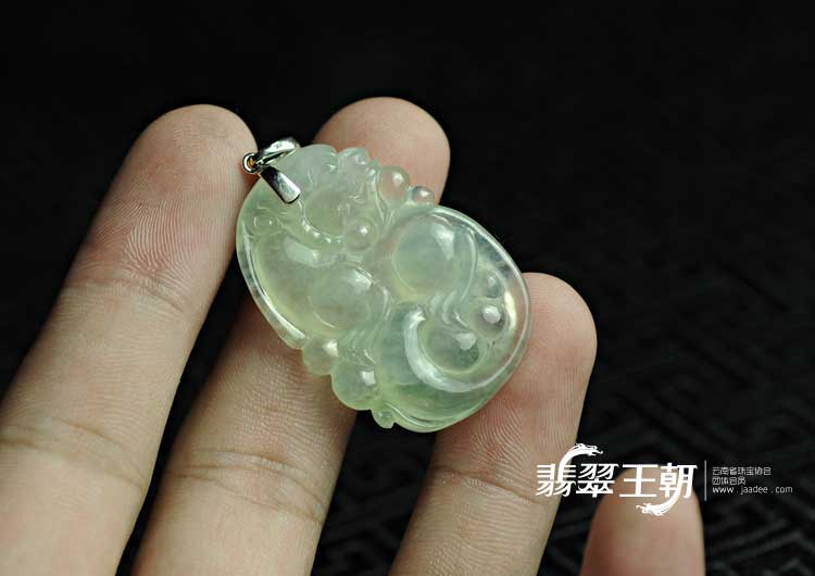 冰种晴水缅甸翡翠福禄寿挂件