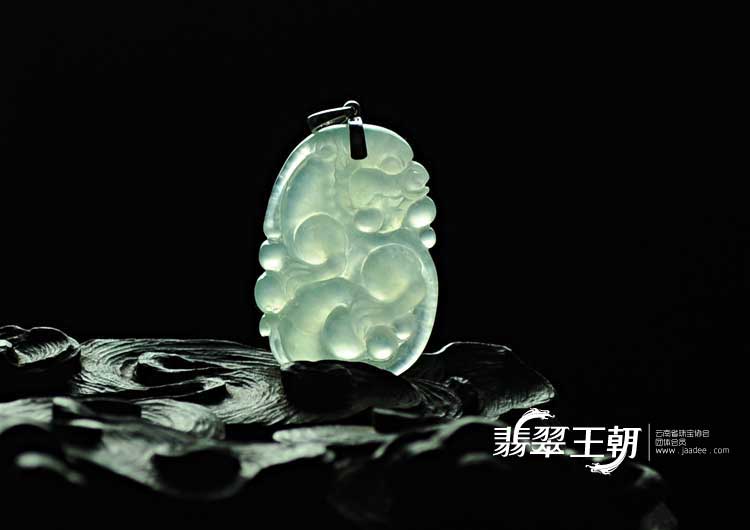 冰种晴水缅甸翡翠福禄寿挂件