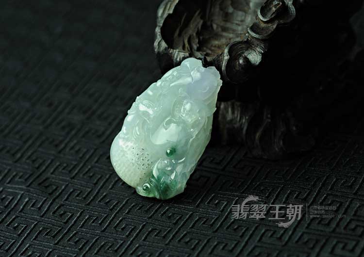 冰种紫罗兰飘花缅甸翡翠“平步青云”挂件