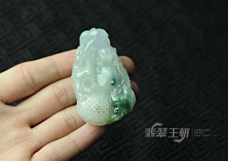 冰种紫罗兰飘花缅甸翡翠“平步青云”挂件