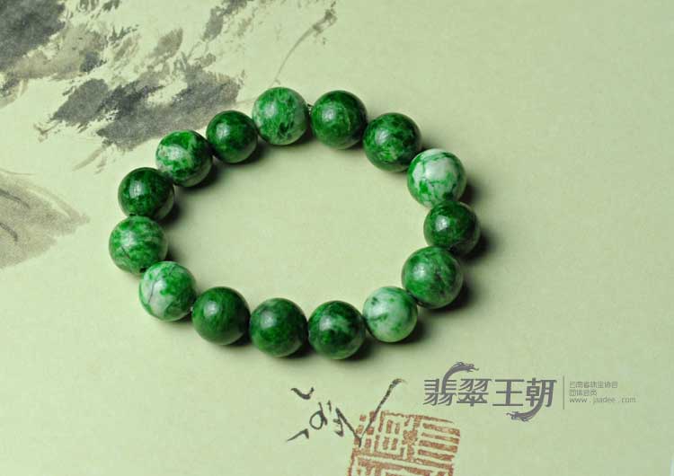 细糯种浓绿缅甸翡翠手链