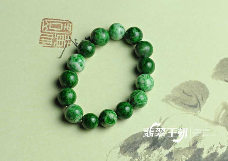 细糯种浓绿缅甸翡翠手链