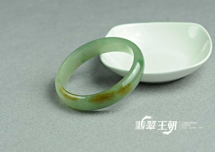 糯冰种黄翡缅甸翡翠手镯（58）