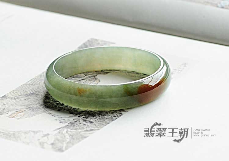 糯冰种黄翡缅甸翡翠手镯（58）