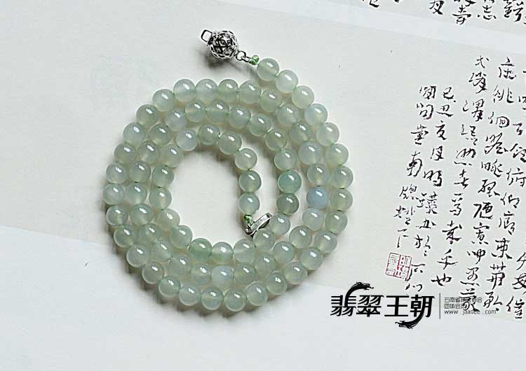 冰种晴水缅甸翡翠项链