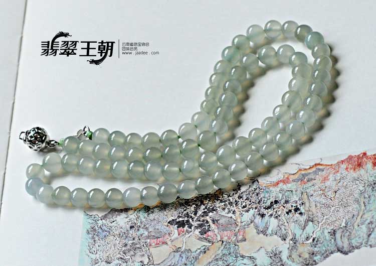冰种晴水缅甸翡翠项链