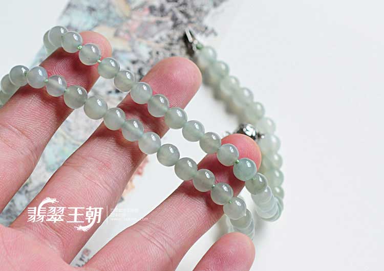 冰种晴水缅甸翡翠项链