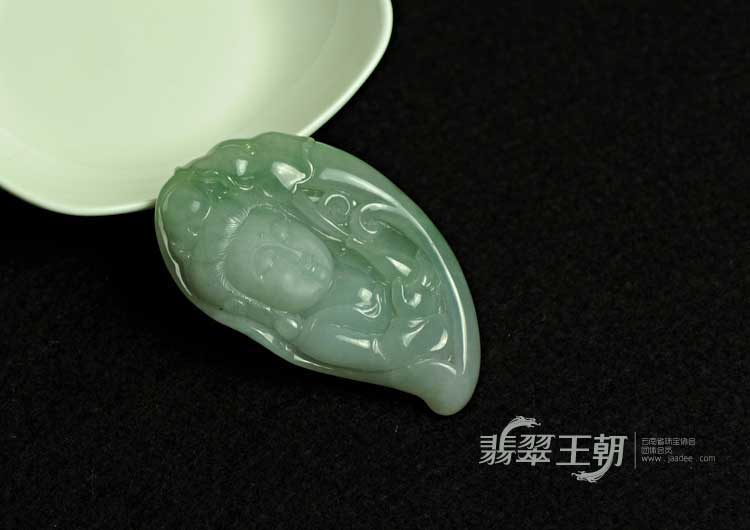 糯冰种晴水缅甸翡翠观音头挂件