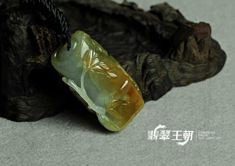 糯冰种黄翡缅甸翡翠节节高挂件
