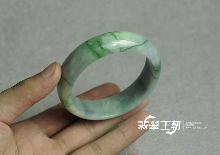 糯冰种紫罗兰飘花缅甸翡翠手镯（58.4mm）