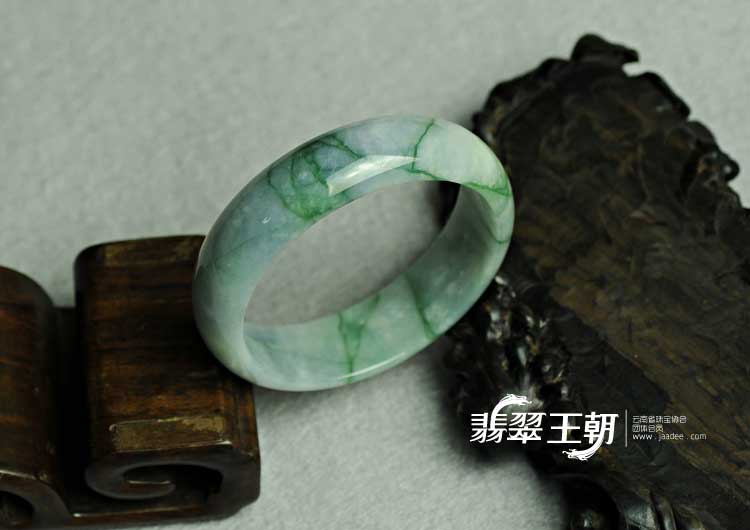 糯冰种紫罗兰飘花缅甸翡翠手镯（58.4mm）