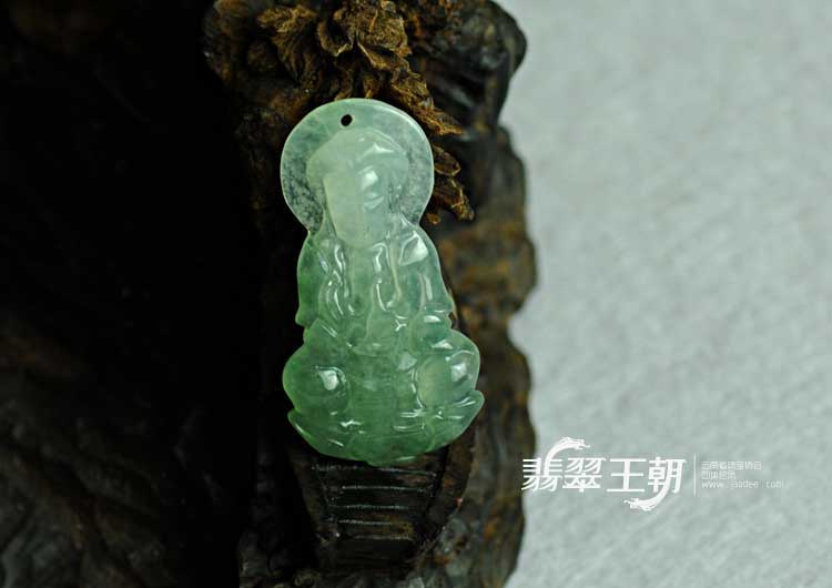 冰种晴水缅甸翡翠观音挂件