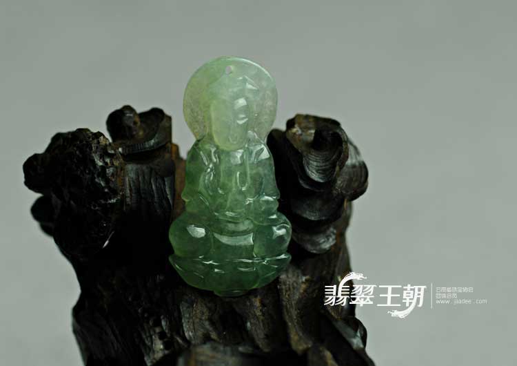 冰种晴水缅甸翡翠观音挂件