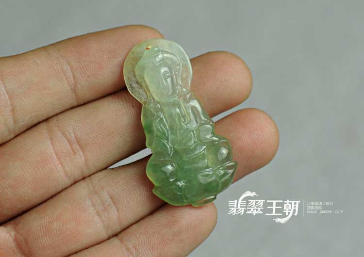 冰种晴水缅甸翡翠观音挂件