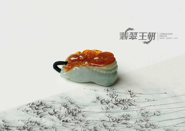 糯冰种黄翡缅甸翡翠知足常乐挂件