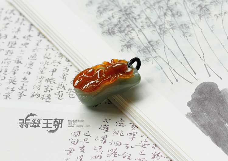 糯冰种黄翡缅甸翡翠知足常乐挂件