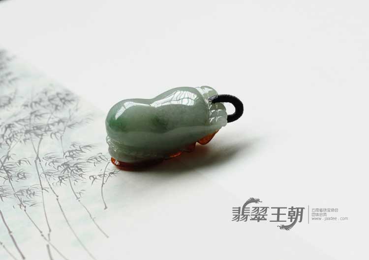 糯冰种黄翡缅甸翡翠知足常乐挂件