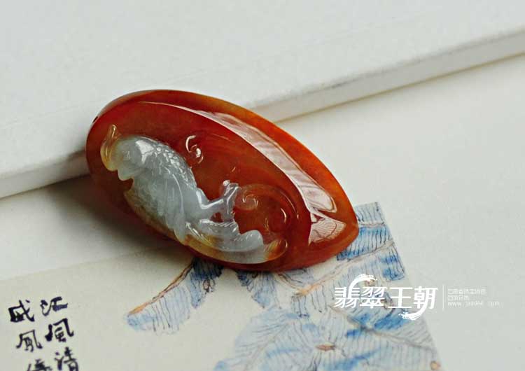 冰种红翡缅甸翡翠英明神武挂件