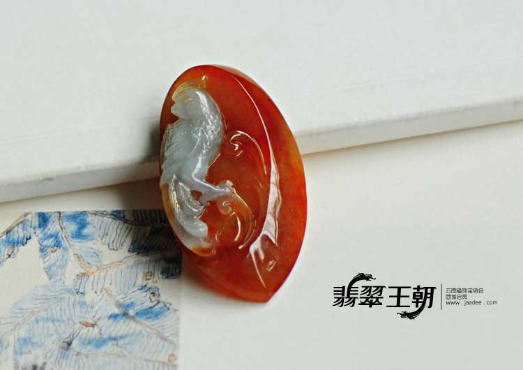 冰种红翡缅甸翡翠英明神武挂件