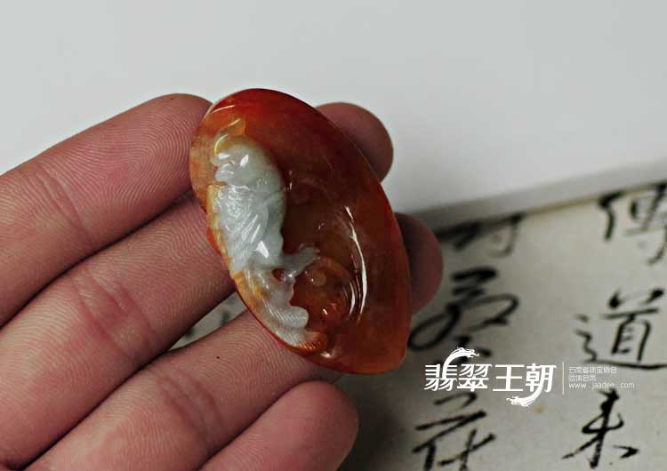 冰种红翡缅甸翡翠英明神武挂件