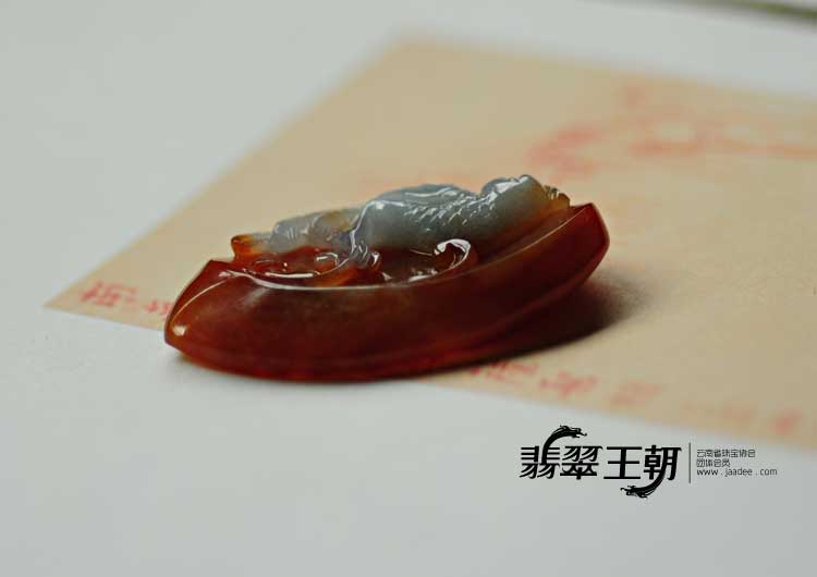 冰种红翡缅甸翡翠英明神武挂件
