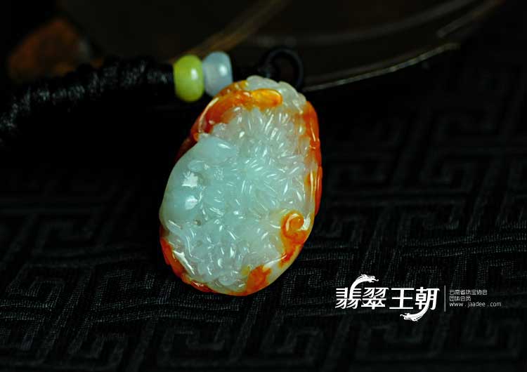糯冰种红翡缅甸翡翠老鼠爱大米挂件