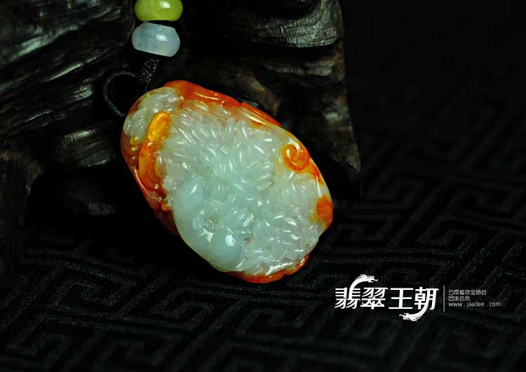 糯冰种红翡缅甸翡翠老鼠爱大米挂件