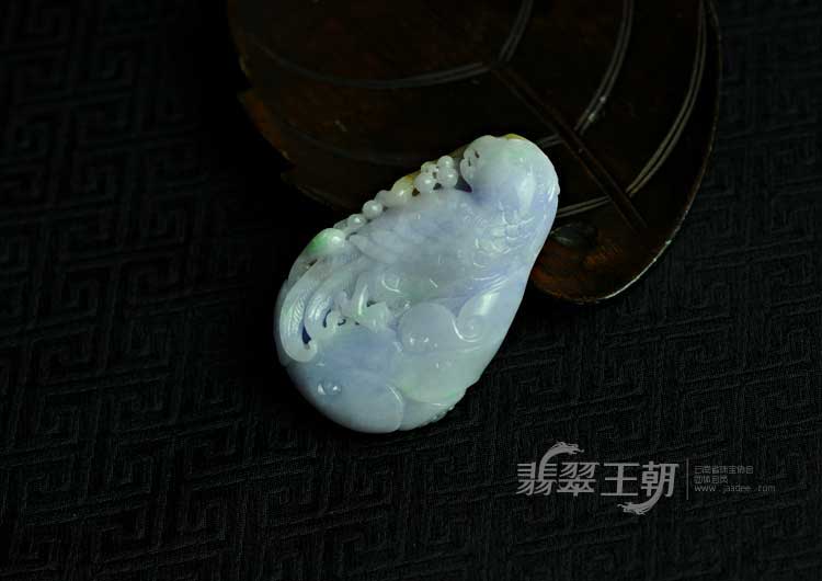 糯冰种三彩紫罗兰缅甸翡翠英明神武挂件