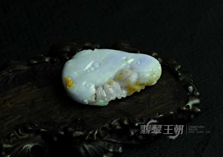 糯冰种三彩紫罗兰缅甸翡翠英明神武挂件