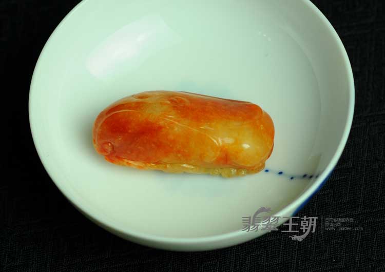 糯冰种红黄翡缅甸翡翠龙凤挂件